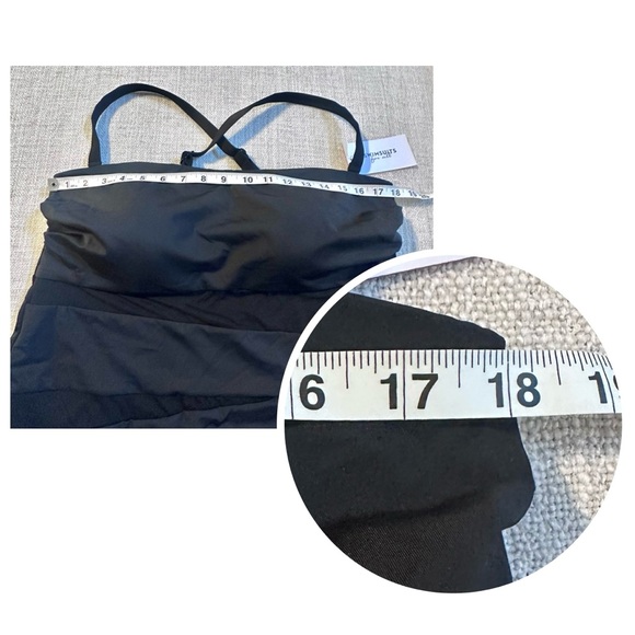 SWIMSUITS FOR ALL Black Mesh Wrap Bandeau Tankini Top Poolside Glamour Plus 20 - Picture 14 of 16